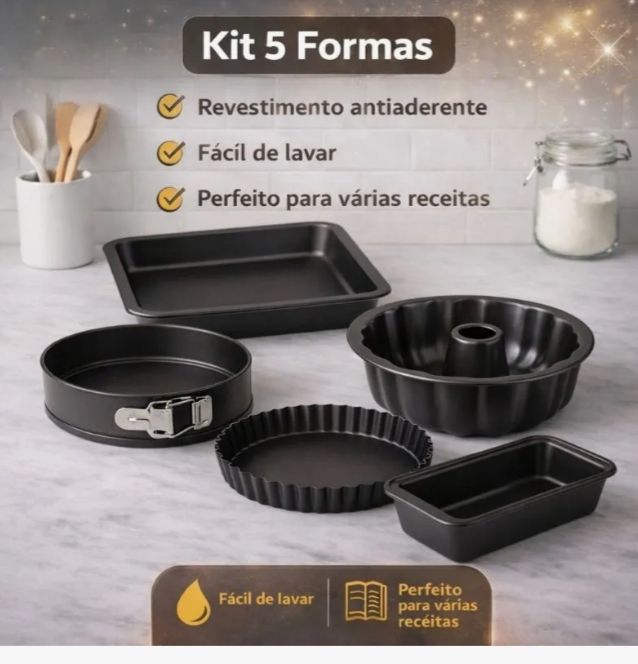 Kit Com 5 Formas Assadeiras Antiaderentes 