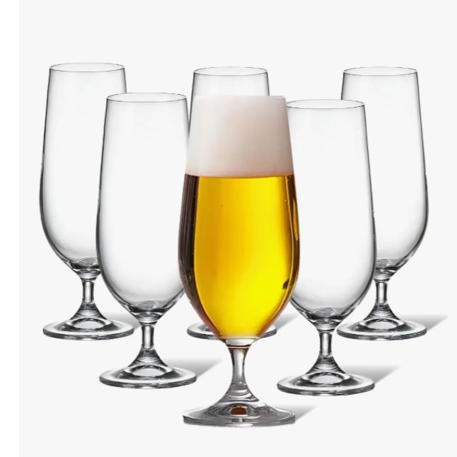 Conj 6 Taças Cristal 380ml Cerveja Resistente Profissional Cor Transparente