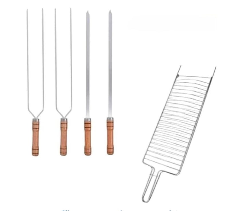 KIT ESPETOS E GRELHA PARA CHURRASCO