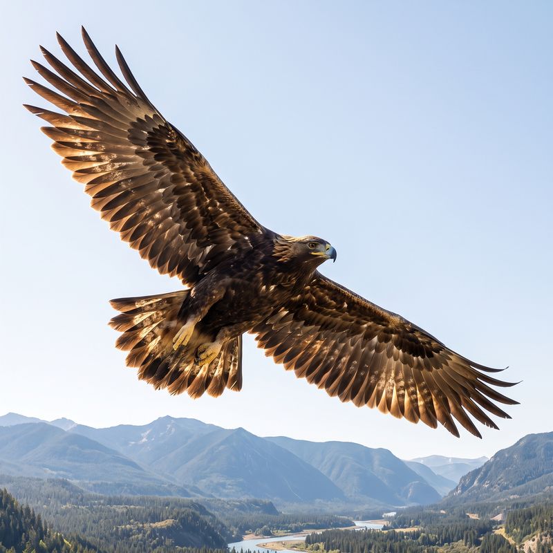 Eagle in flight hunting