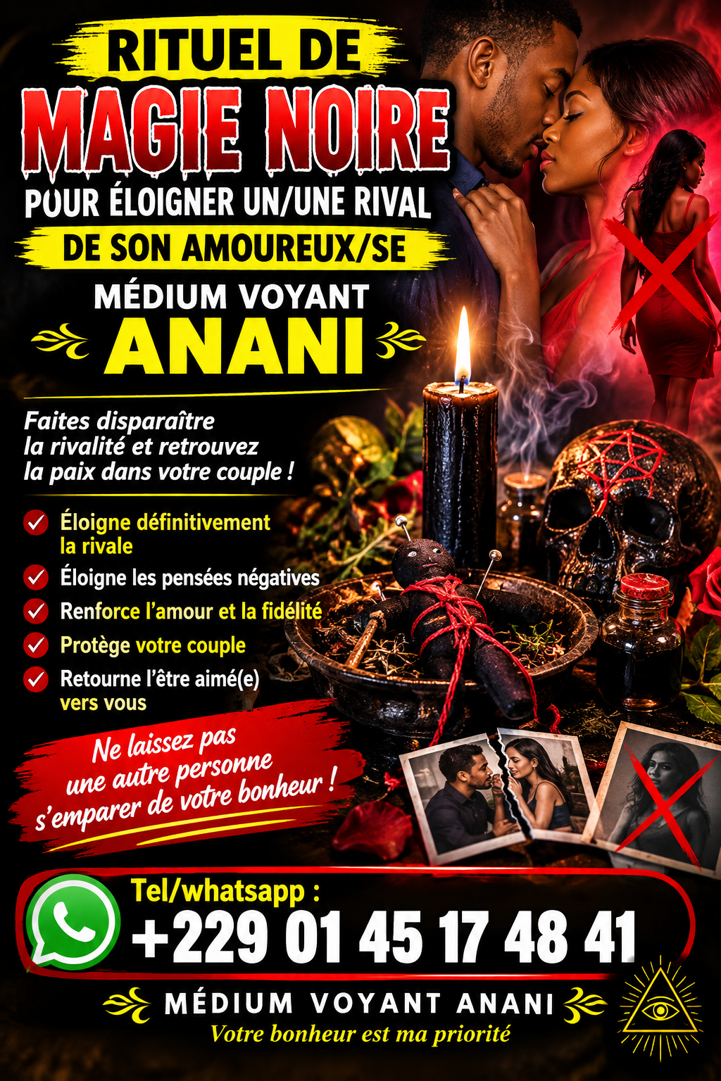 Rituel de Magie Noire Pour Éloigner Un/une Rival De Son Amoureux/se