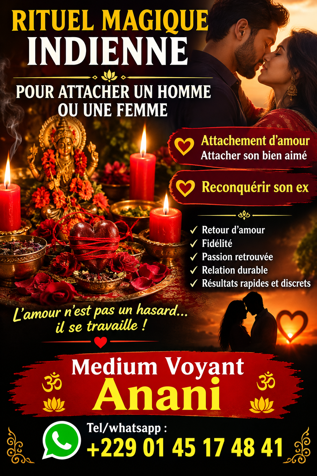RITUEL MAGIQUE INDIENNE POUR ATTACHER UN HOMME OU UNE FEMME