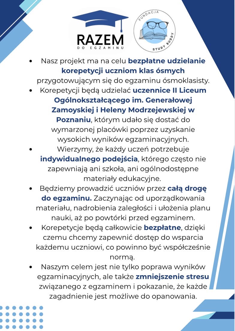 Logo Fundacja Study Buddy z okularami i otwartą książką