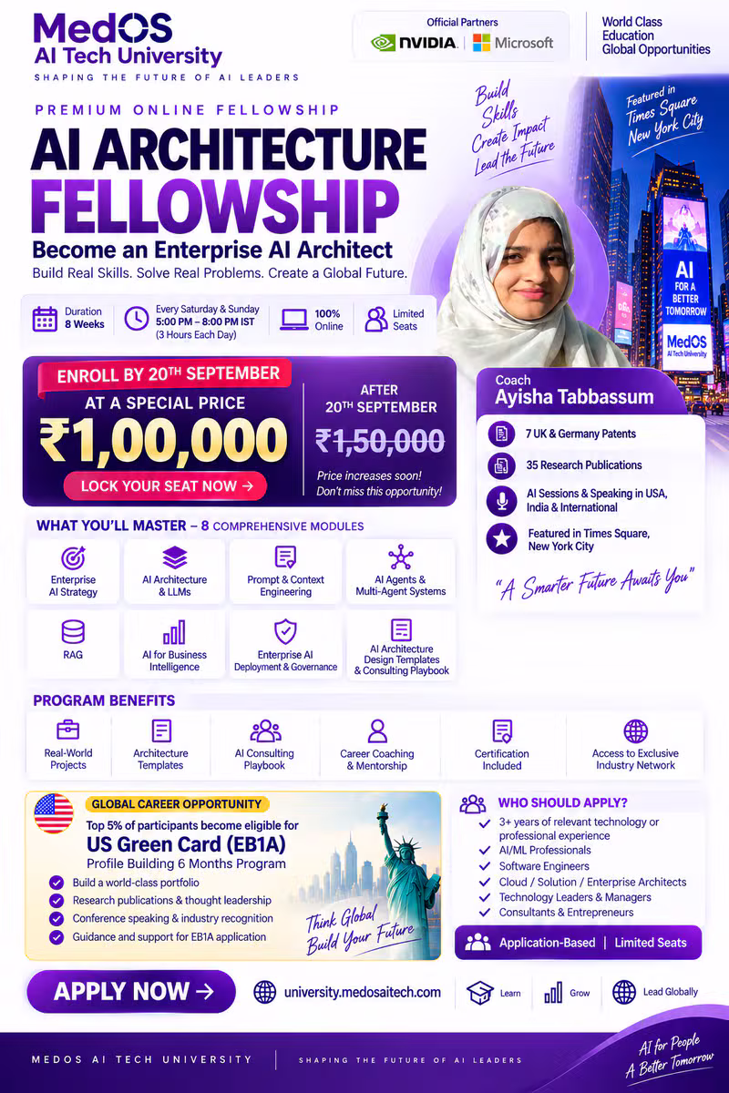AI Architecture Fellowship Flyer featuring Coach Ayisha Tabbassum