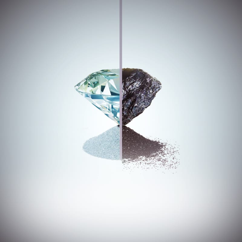 Close up of a sparkling natural diamond being inspected