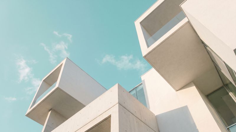 Minimalist concrete architecture facade