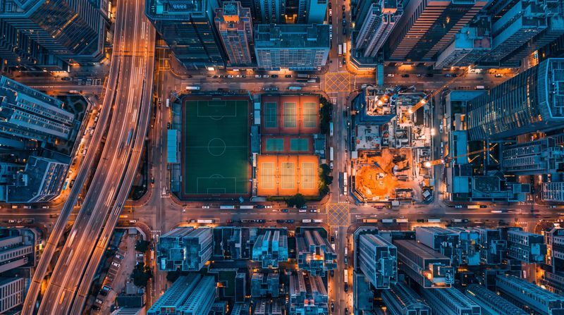 Aerial drone view over landscape