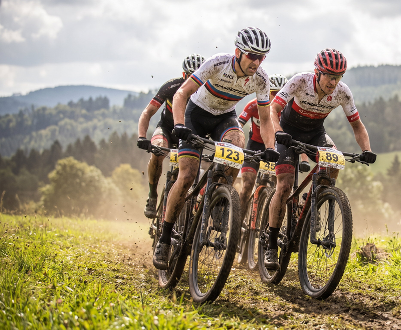 Riders attacking a mountain climb during the Summit Century
