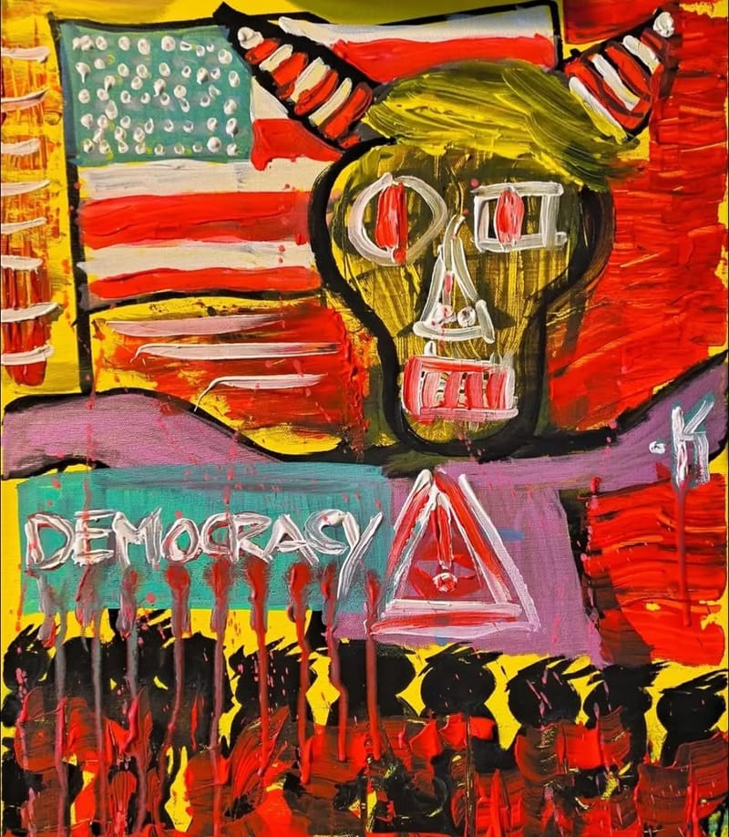 Opera d'arte contemporanea intitolata DEMOCRAZIA - Tecnica mista e arte underground