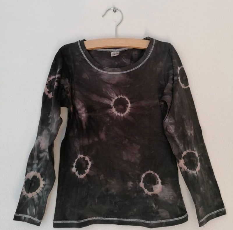 Longsleeve tie dye zwart/wit