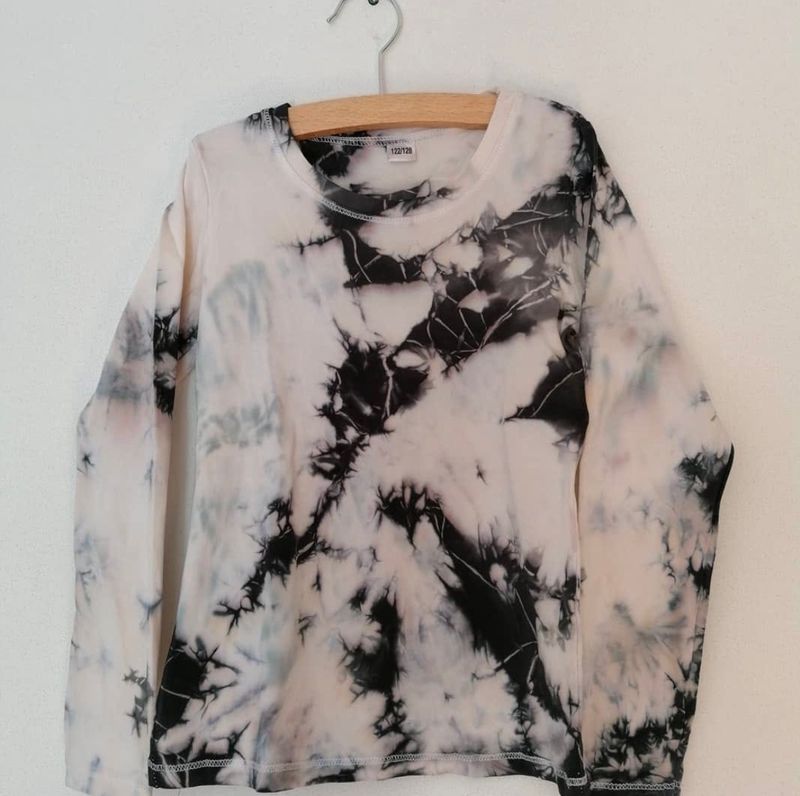 Longsleeve tie dye wit/zwart