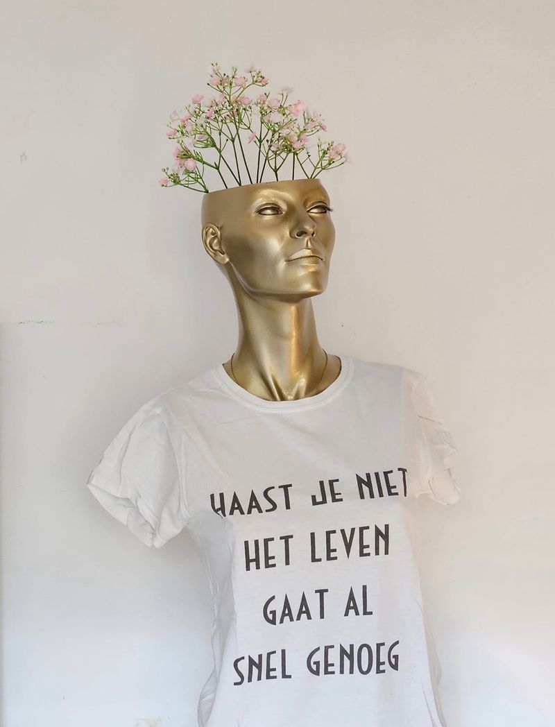t-shirt haast je niet... wit/zwart (preloved)