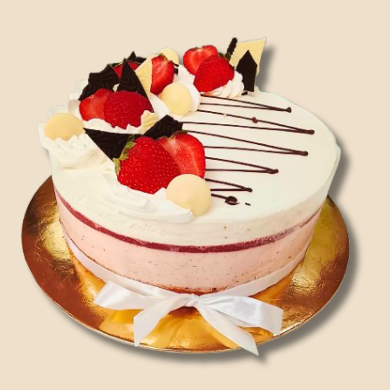 8 szeletes – Epres fehércsokis torta – 16 cm Ø