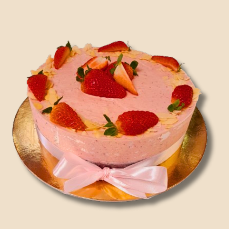 8 szeletes – Liszt, cukor és tej hozzáadása nélkül készült epres torta – 16 cm Ø
