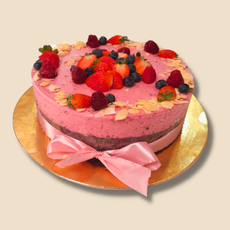 8 szeletes – Liszt, cukor és tej hozzáadása nélkül készült málnás torta – 16 cm Ø
