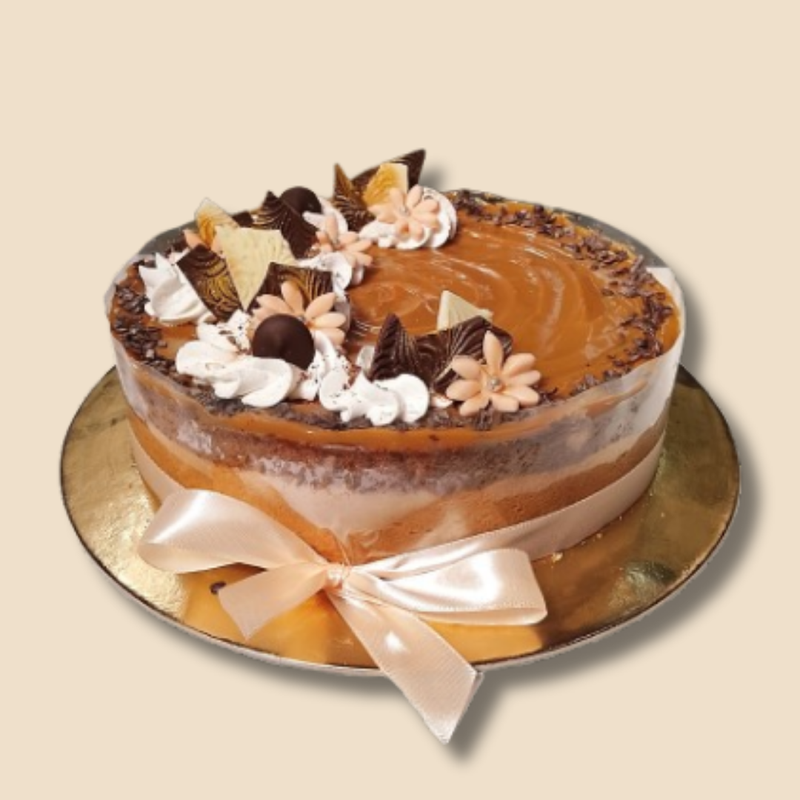 16 szeletes – Karamellás sajttorta – 22 cm Ø torta rendelés Pécs - Alice's Cake Cukrászda