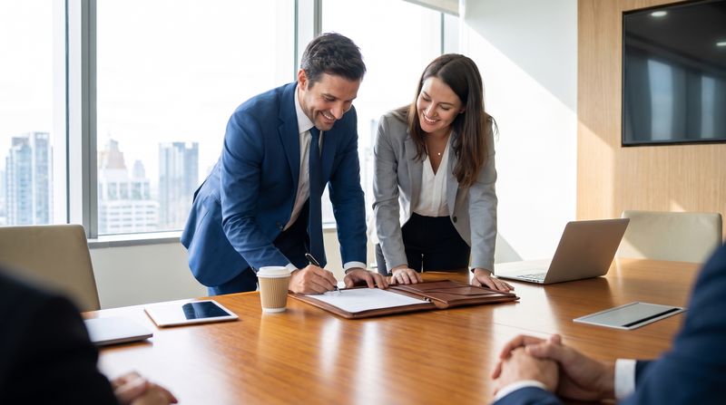 change picture to modern person signing documents
