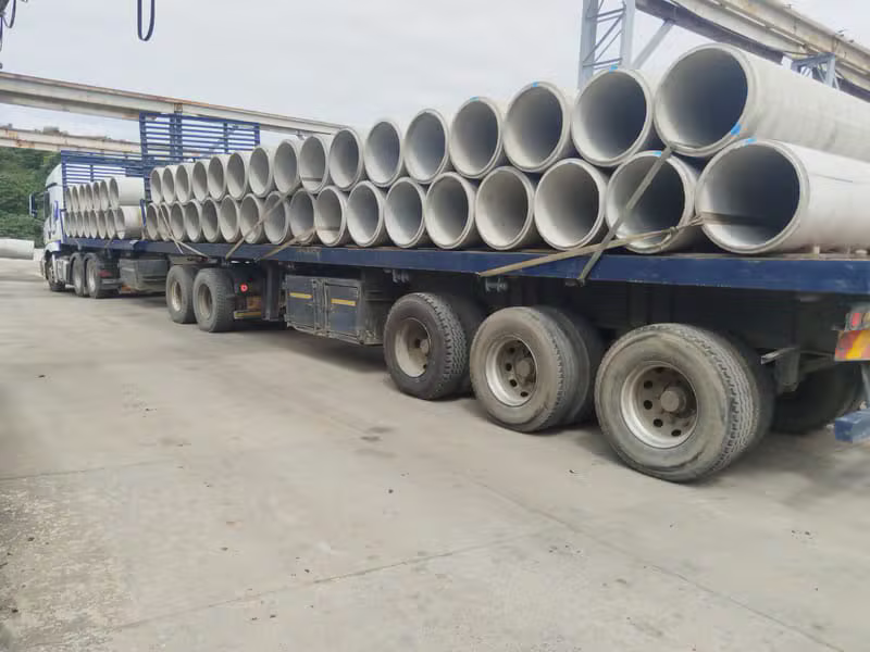 Concrete Pipes on Flatbed Truck