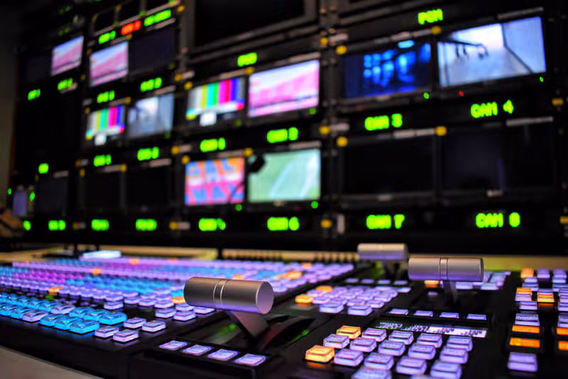 Professional sports broadcast camera in action