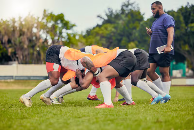 Rugby match action