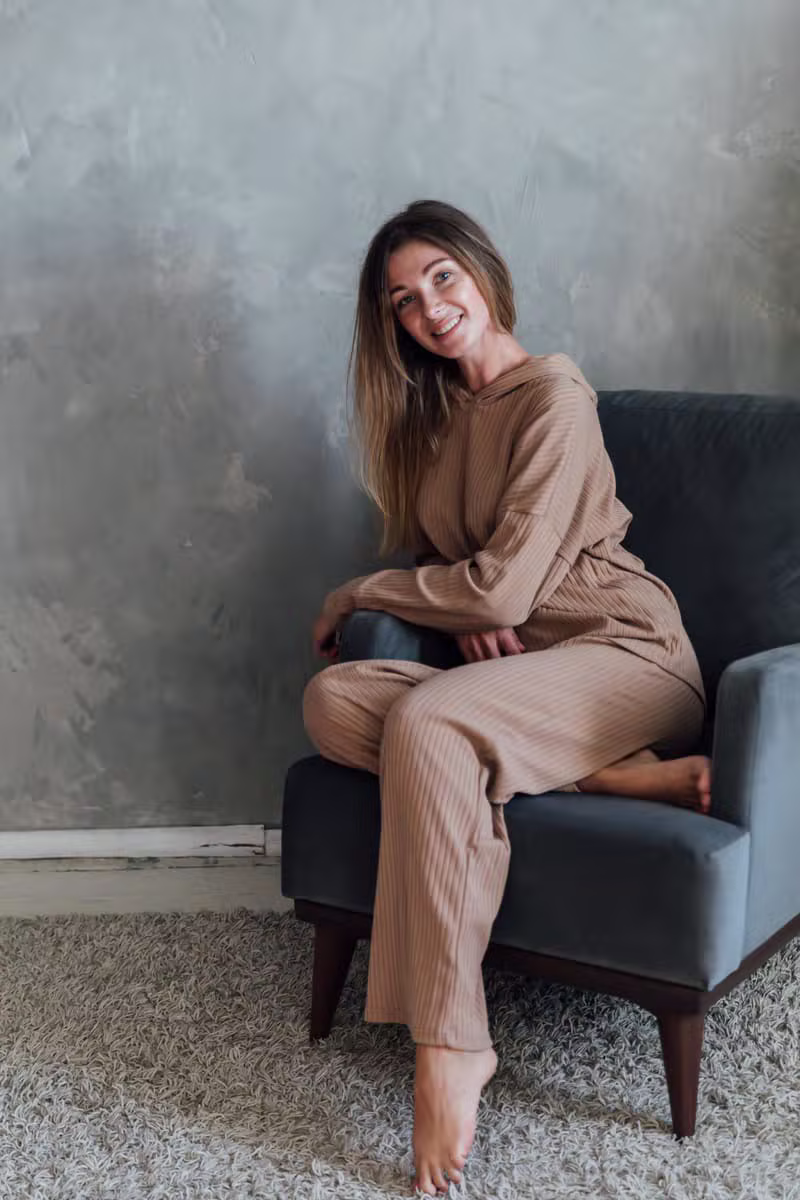 Mocha Ribbed Lounge Set