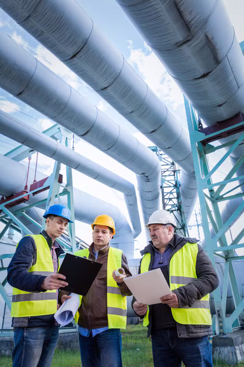 Quality control inspection on industrial construction site
