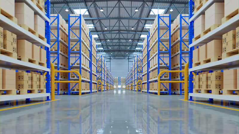 Modern clean wholesale distribution logistics warehouse