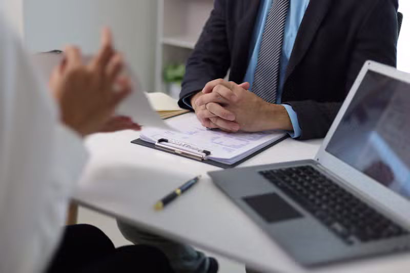 Recruiter interviewing a candidate for a skilled placement