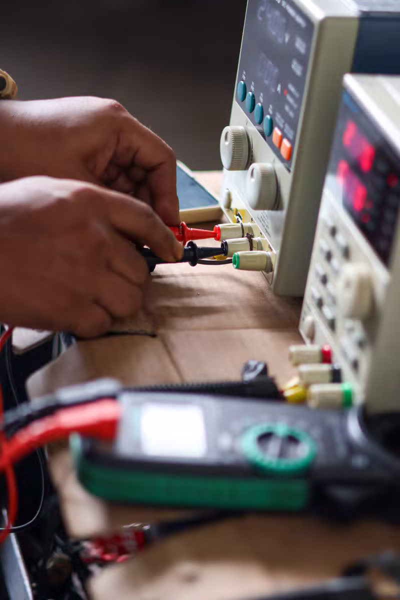 Engineer performing calibration on a measurement instrument