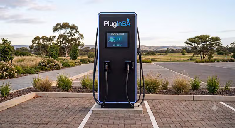 PlugInSA electric vehicle charging station at a commercial site