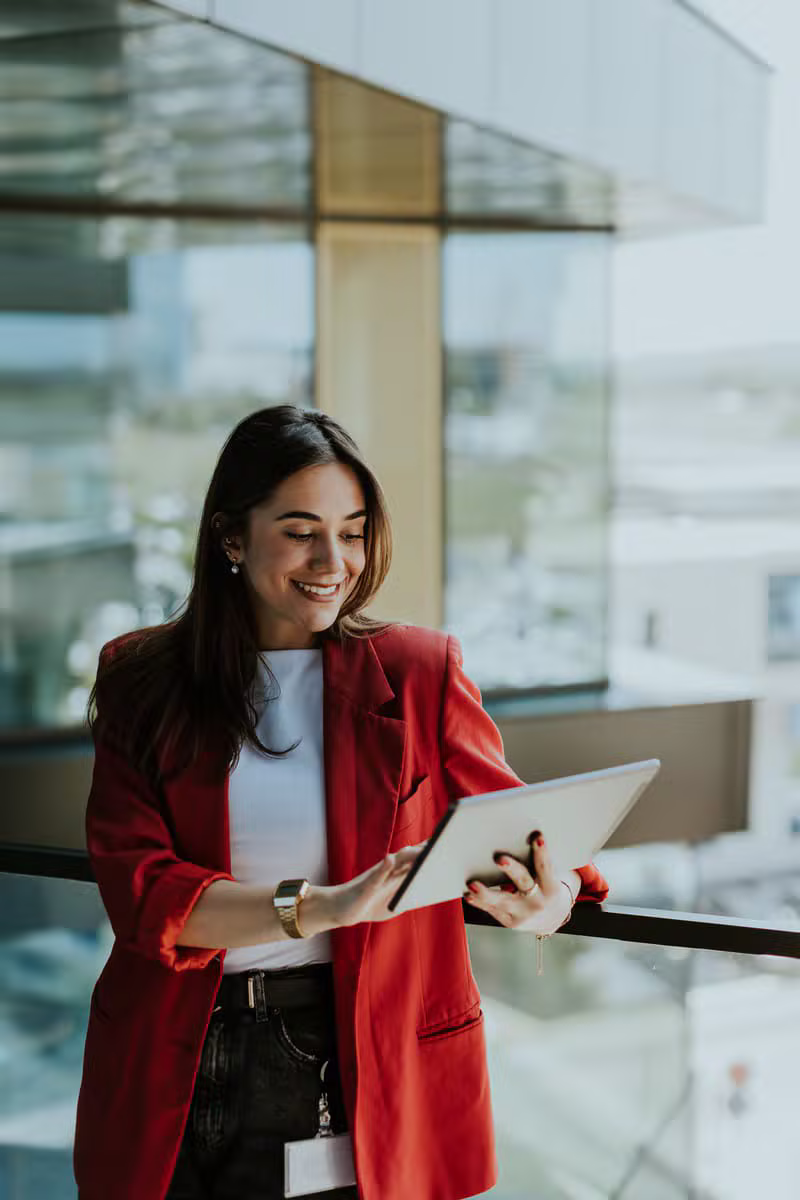 Confident woman in an elegant office outfit