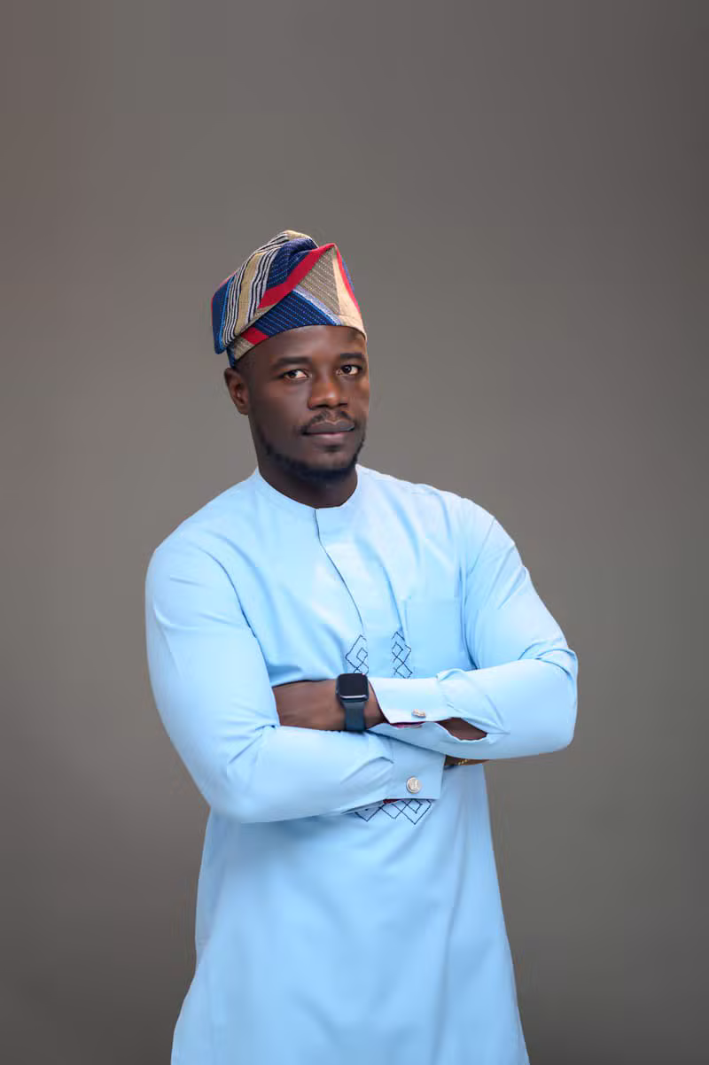 Nigerian male model wearing senator-style native wear