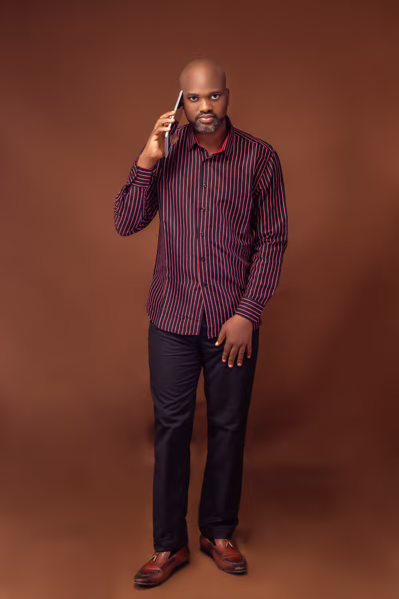 Nigerian male model in premium menswear catalogue styling