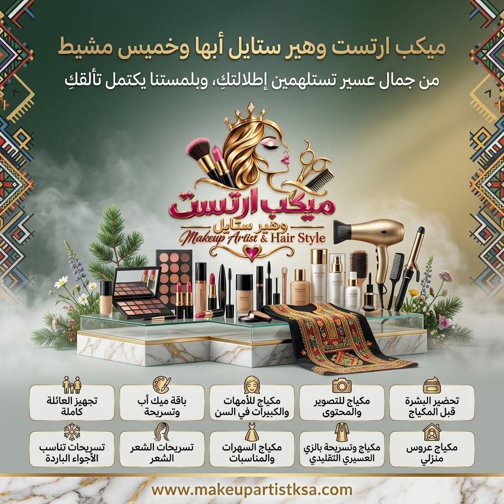 ميك أب آرتست أبها وخميس مشيط | هير ستايلست للمناسبات