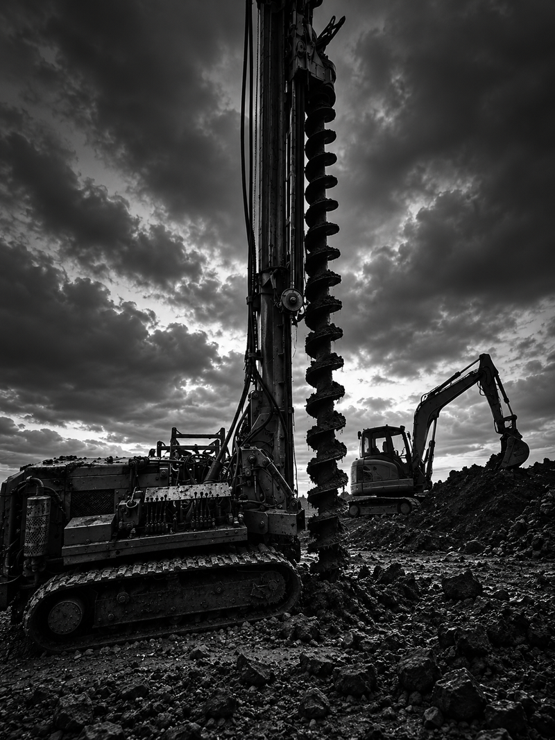 Construction workers collaborating on a groundwork project