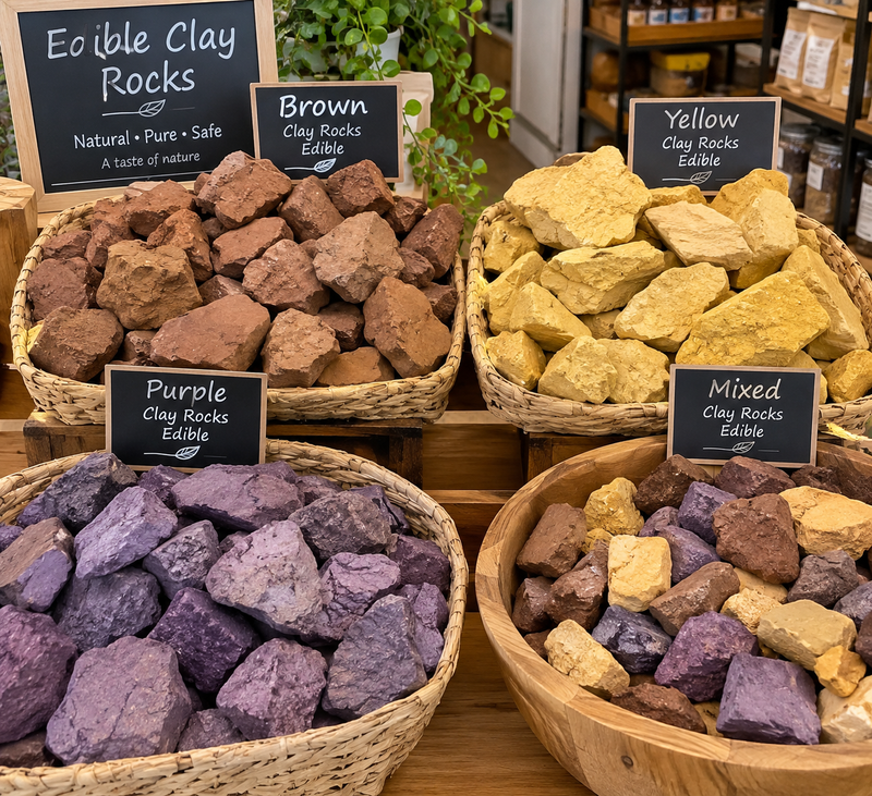 Natural raw clay chunks showcasing satisfying textures