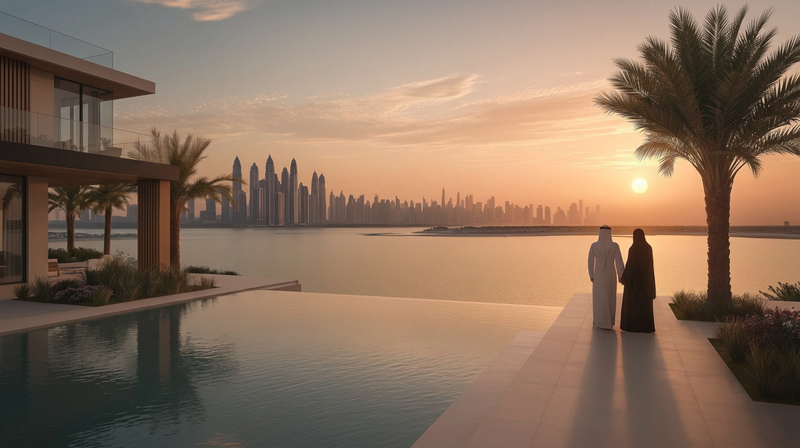 Couple enjoying the terrace of their new home