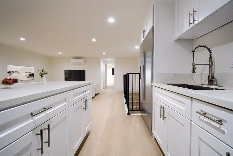 Bright shared kitchen and living space at Recovery Bridge Housing