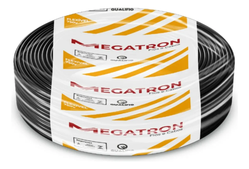 Fio Cabinho Flex. Megatron 10,0 Preto 100mt