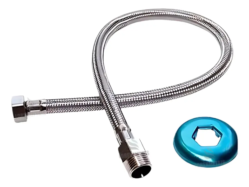 Engate Flexível Metal Cromado Blukit Malha Inox 60cm