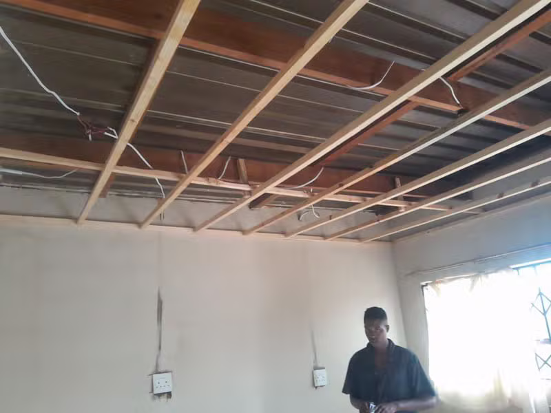 Timber roof truss framing of a new house under construction