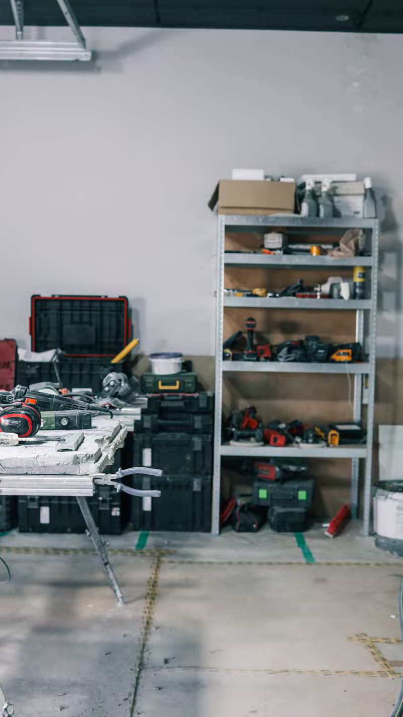 Woodworking tools on a workshop bench