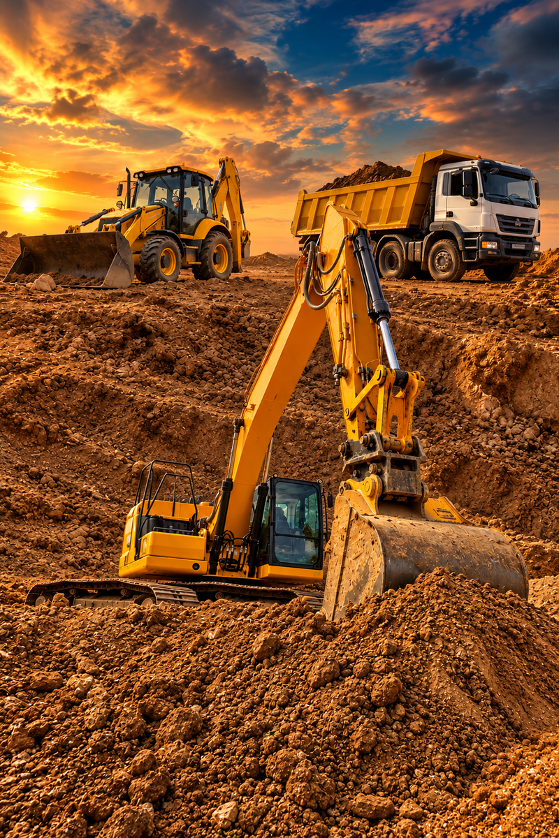Heavy mining excavator in operation