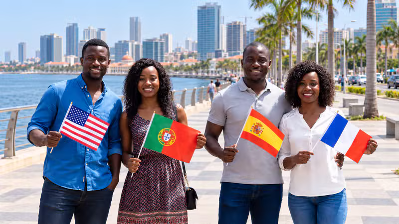 Aluno a assistir a uma aula de inglês online com a Knowledge School Angola