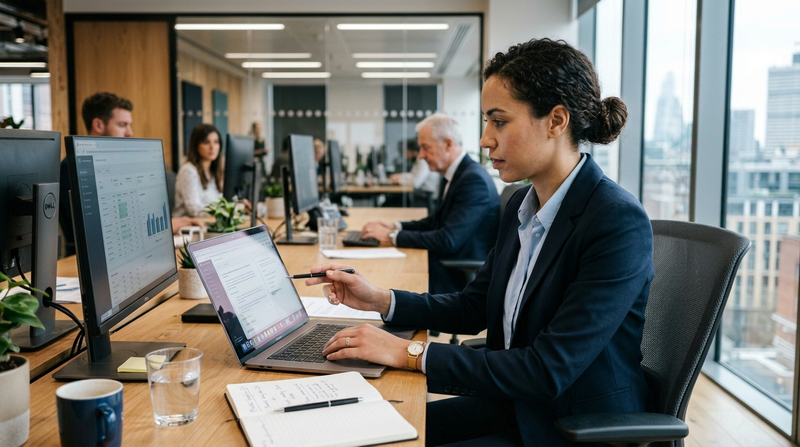 A first-time director presenting with composure in a meeting