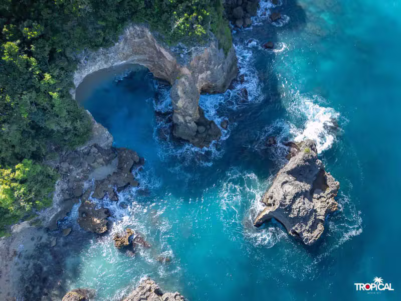 Falaises et arche naturelle au bord de mer