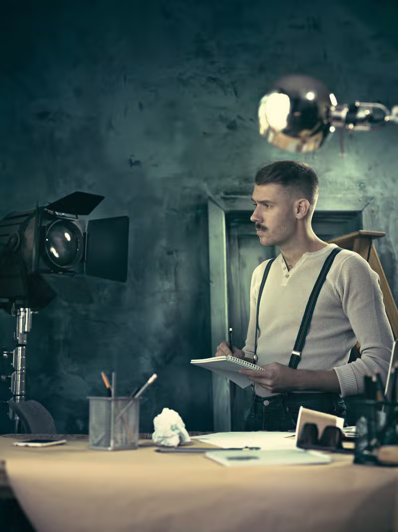 Director watching the monitor during a studio shoot