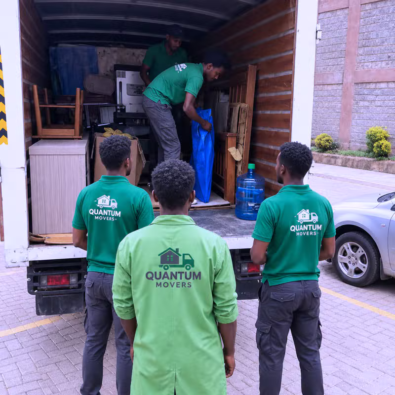 Our crew loading the truck carefully at the pick-up address