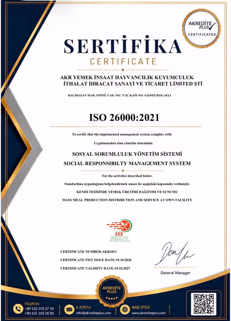 ISO 26000:2021 — Sosyal Sorumluluk Yönetim Sistemi sertifikası