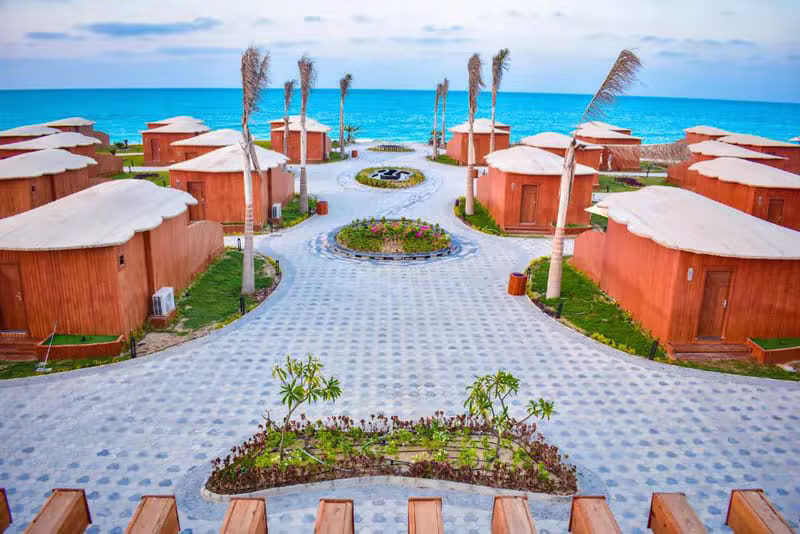 Sea view over a beachfront hotel where Beauty Care spa is located